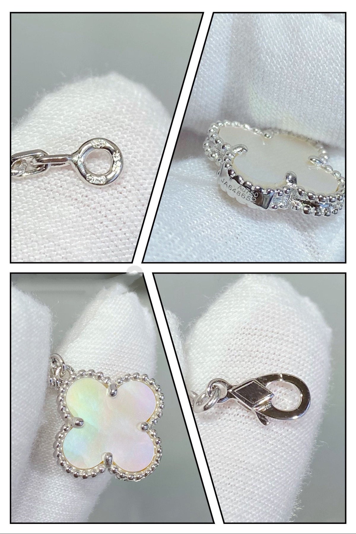 ¡®AuraJewelry¡¯CLOVER 5 MOTIF WHITE MOP SILVER BRACELET