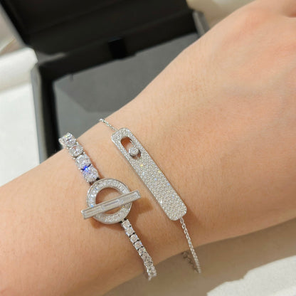 [AuraJewelry]MOVE CLASSIQUE DIAMOND PAVED BRACELET(Adjustable)