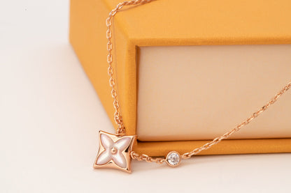 ¡®AuraJewelry¡¯STAR PINK MOP 1 DIAMOND PINK GOLD NECKLACE