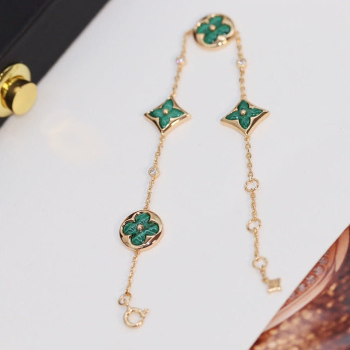 ¡®AuraJewelry¡¯STAR AND SUN 4 MOTIF PINK GOLD MALACHITE BRACELET