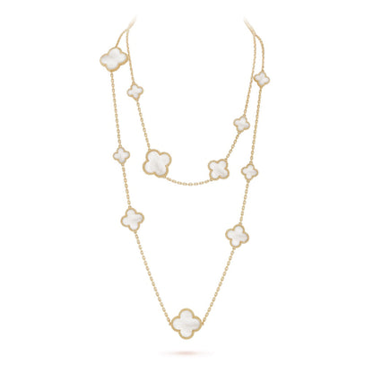 ¡®AuraJewelry¡¯CLOVER 16 MOTIF WHITE MOP GOLD NECKLACE