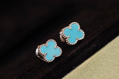 ¡®AuraJewelry¡¯CLOVER MINI TURQUOISE SILVER STUD EARRINGS