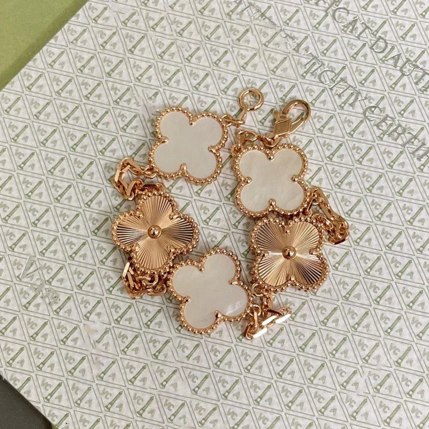 [AuraJewelry]New CLOVER WHITE PEARL MOP 5 MOTIF BRACELET COLLECTION