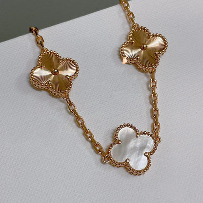 [AuraJewelry]New CLOVER WHITE PEARL MOP 5 MOTIF BRACELET COLLECTION