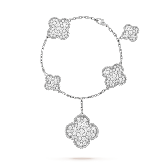¡®AuraJewelry¡¯CLOVER 6 MOTIFS SILVER DIAMOND BRACELET