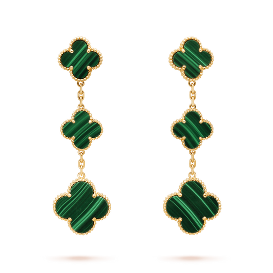 ¡®AuraJewelry¡¯CLOVER MALACHITE 3 MOTIFS GOLD