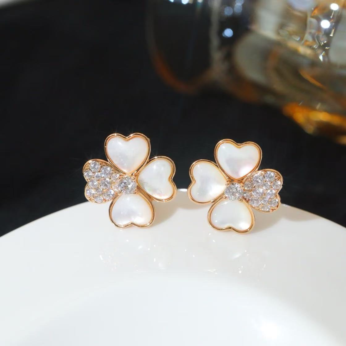 [AuraJewelry]FRIVOLE PINK GOLD FLOWER DIAMOND EARRINGS 2