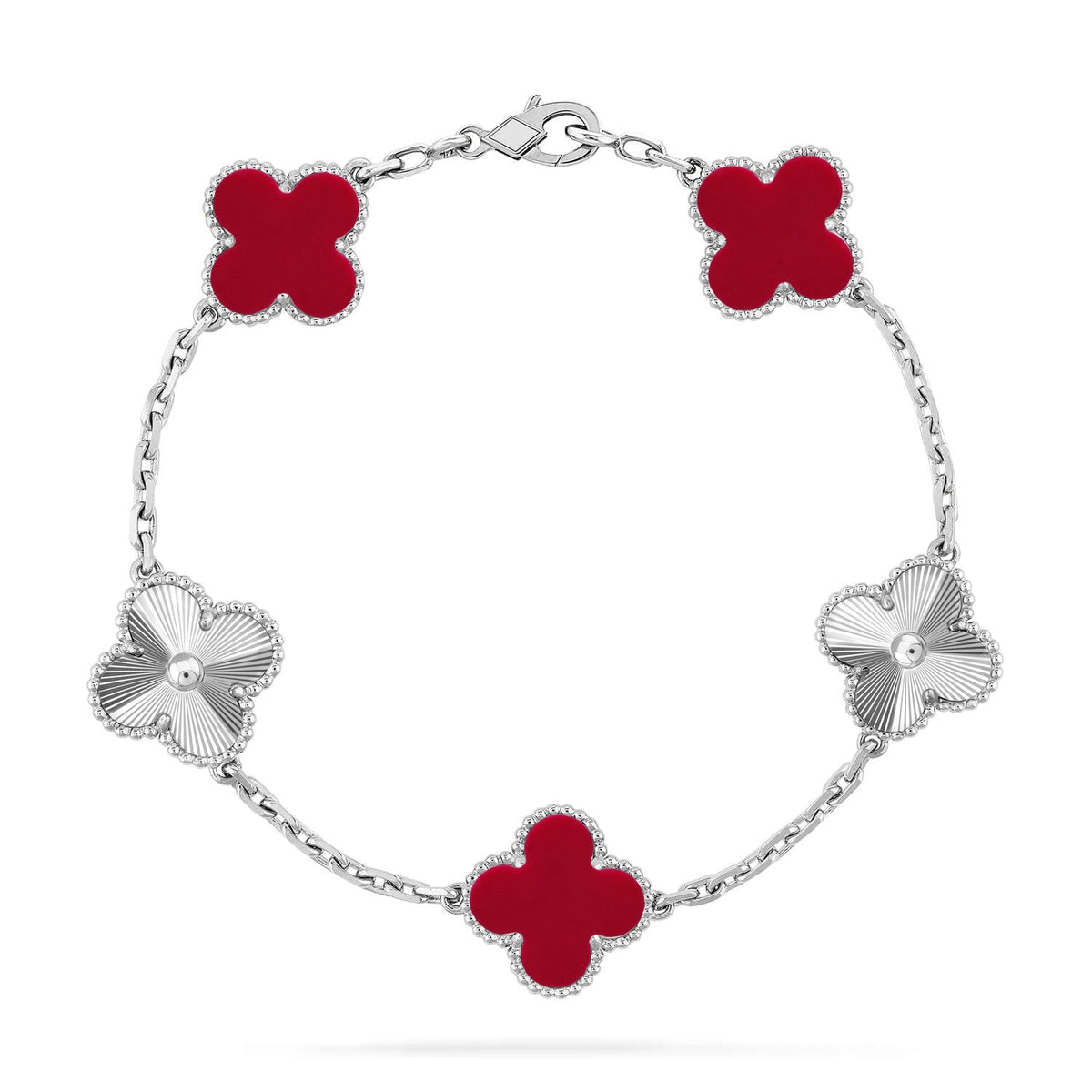 [AuraJewelry]New  CLOVER 5 MOTIF RED CORNELIAN BRACELET COLLECTION