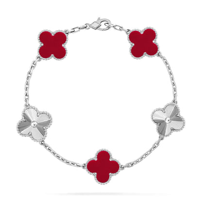 [AuraJewelry]New  CLOVER 5 MOTIF RED CORNELIAN BRACELET COLLECTION