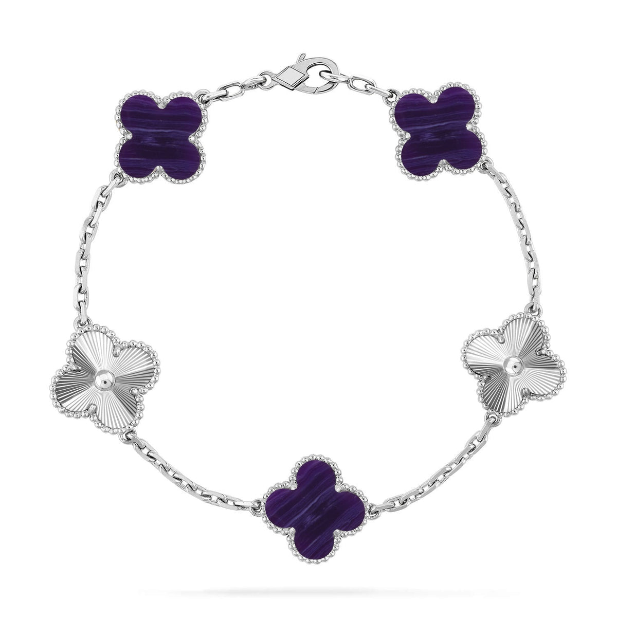 [AuraJewelry]New CLOVER 5 MOTIF PURPLE STRIPES BRACELET COLLECTION