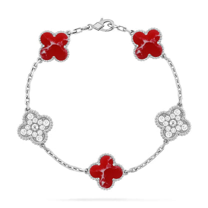 [AuraJewelry]New CLOVER 5 MOTIF RED PATTERN BRACELET COLLECTION