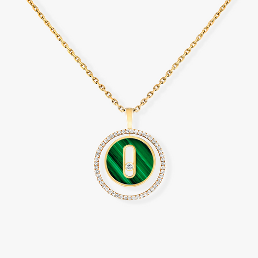 [AuraJewelry]LUCKY MOVE 1 DIAMOND MALACHITE GOLD DIAMOND NECKLACE
