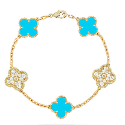 [AuraJewelry]New  CLOVER 5 MOTIF TURQUOISE BRACELET COLLECTION