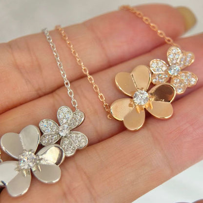 [AuraJewelry] Two Flowers & Clover Choker