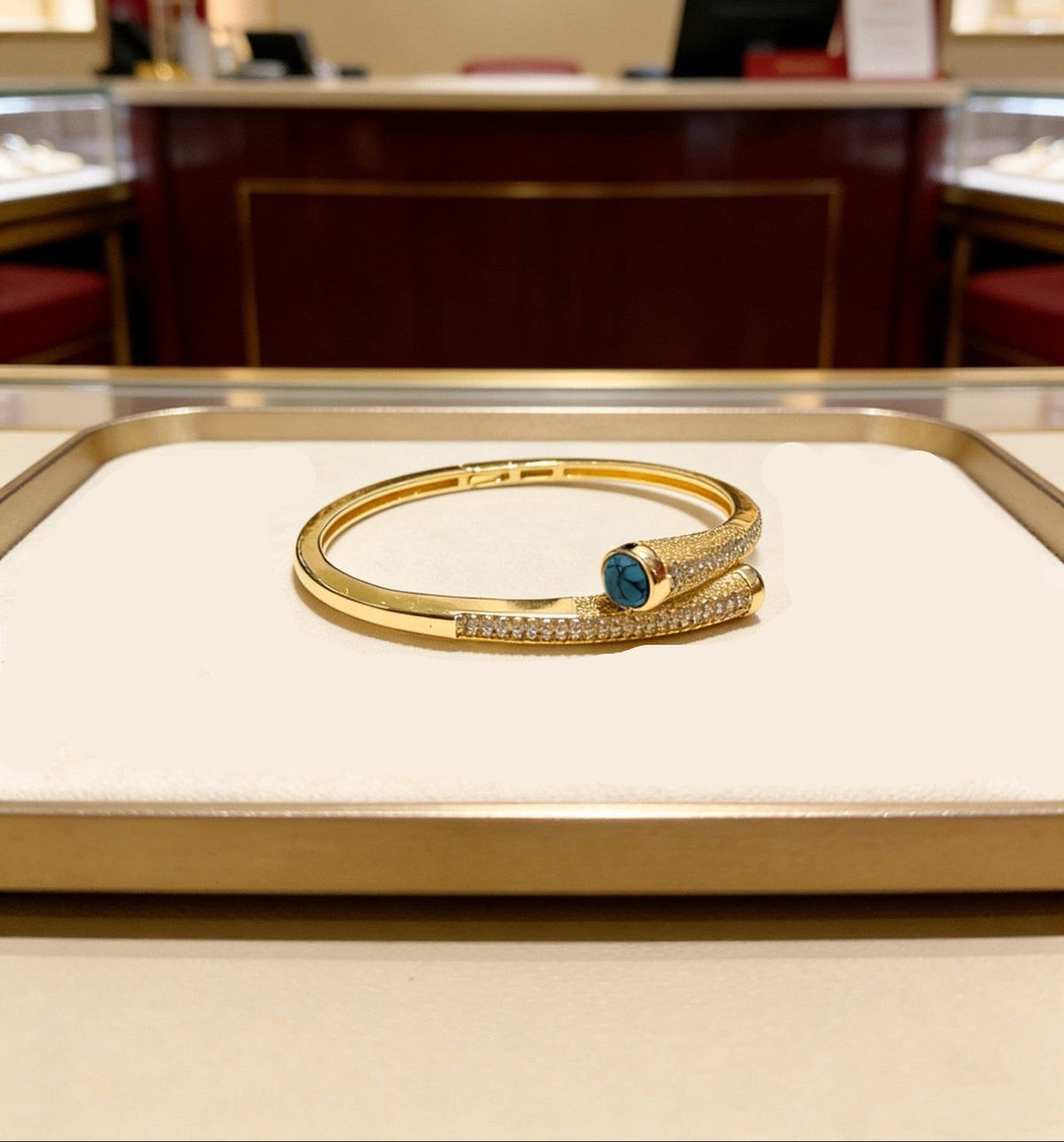 [AuraJewelry] Partially Set Diamond Bangle