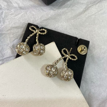 [AuraJewelry] Cherry Crystal Pavé Necklace & Stud Earrings& SeracelettB
