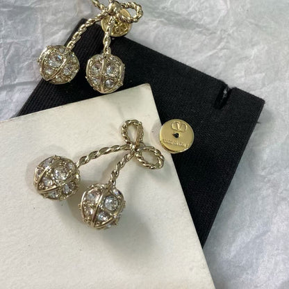 [AuraJewelry] Cherry Crystal Pavé Necklace & Stud Earrings& SeracelettB