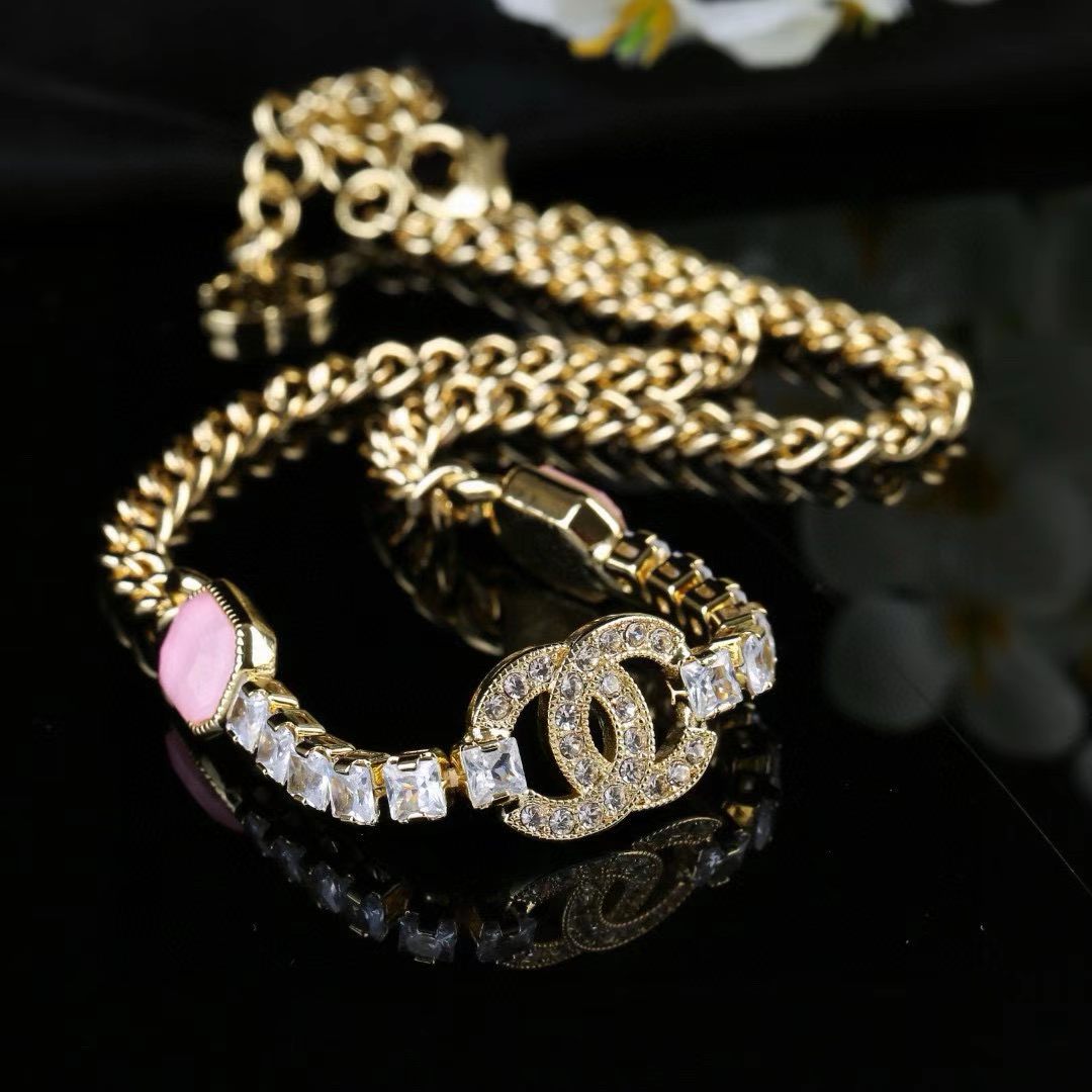 [AuraJewelry]Pink Sugar Cube Double CC Crystal Choker