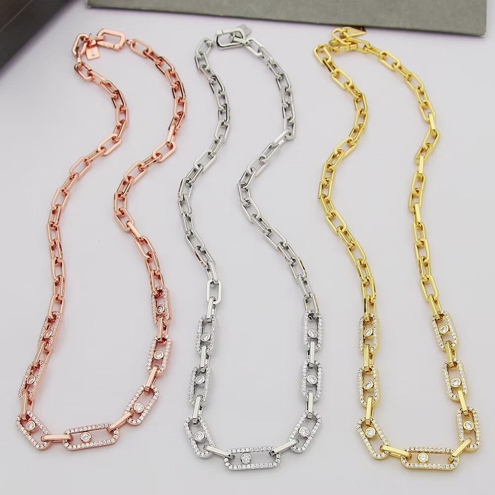 [AuraJewelry]Move Link Pave Diamond Necklace