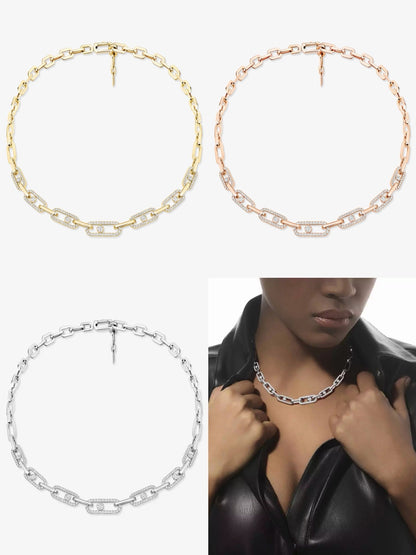 [AuraJewelry]Move Link Pave Diamond Necklace