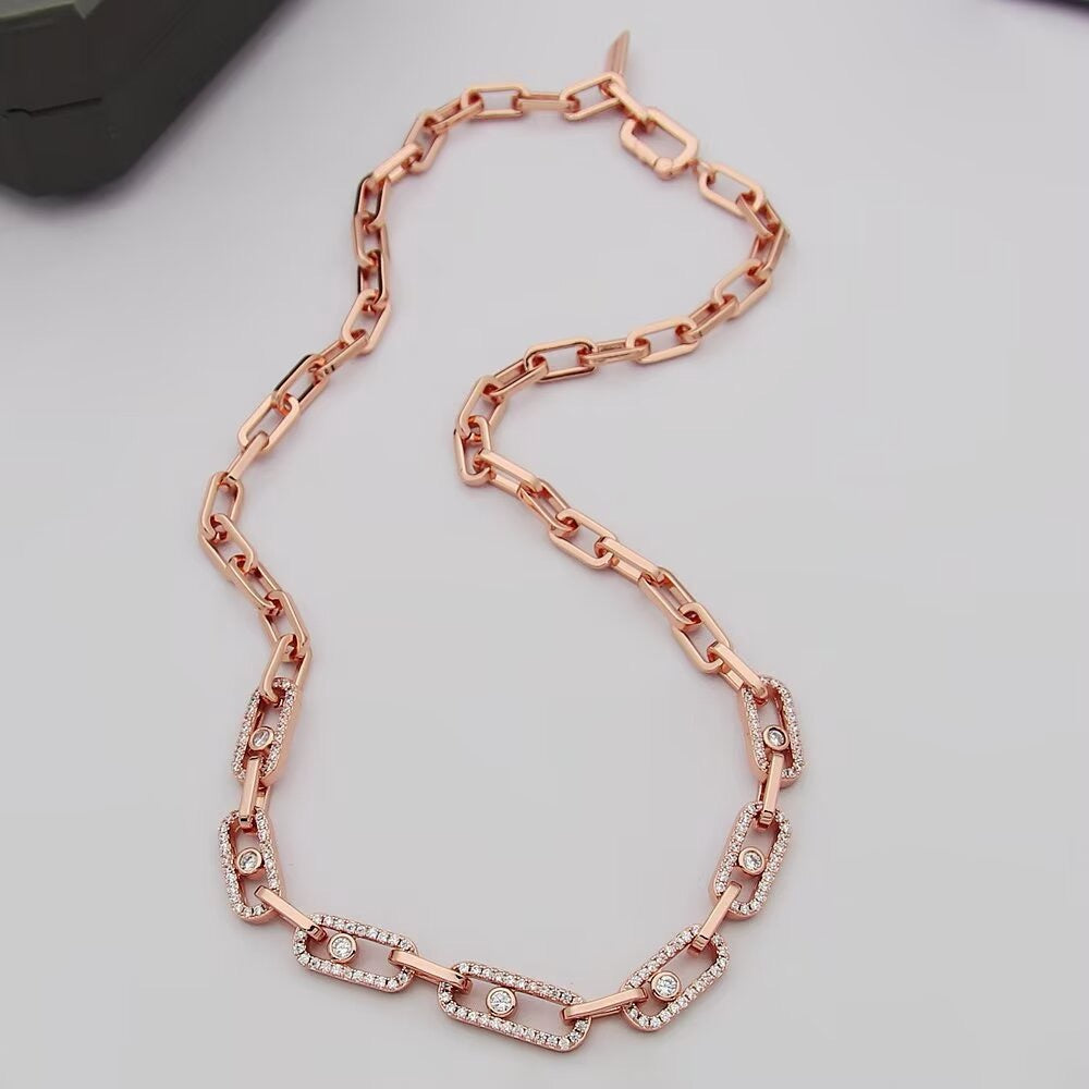 [AuraJewelry]Move Link Pave Diamond Necklace