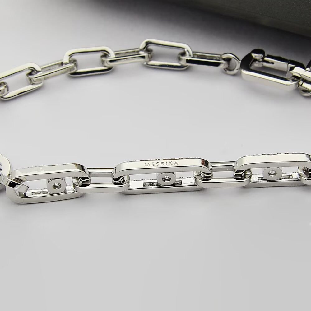 [AuraJewelry]Move Link Pave Diamond Necklace