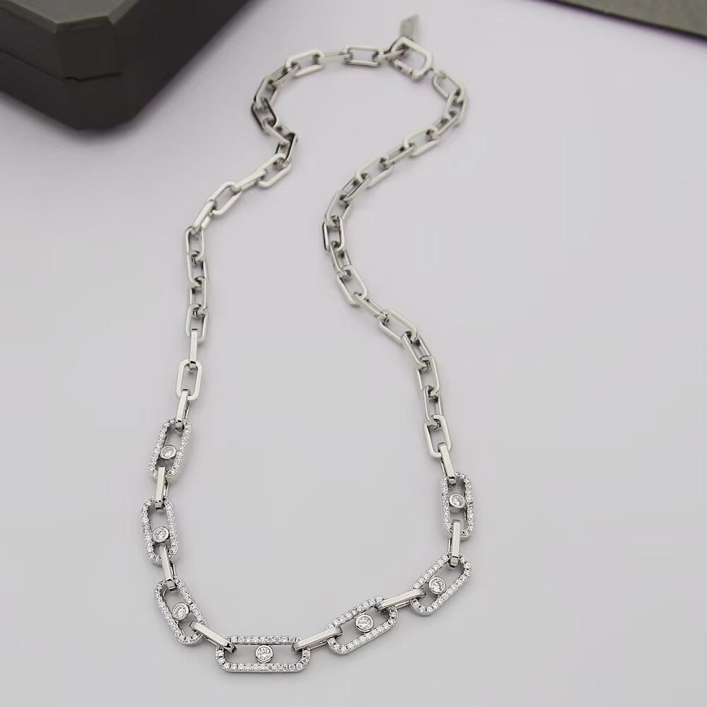 [AuraJewelry]Move Link Pave Diamond Necklace