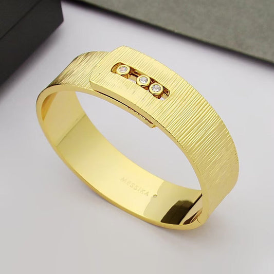 [AuraJewelry]Polished Brushed Bangle, Large Engraved Sliding Bangle