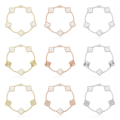 [AuraJewelry]New CLOVER WHITE PEARL MOP 5 MOTIF BRACELET COLLECTION