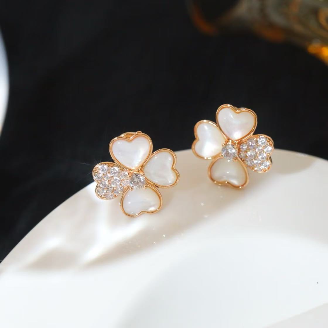 [AuraJewelry]FRIVOLE PINK GOLD FLOWER DIAMOND EARRINGS 2