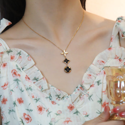¡®AuraJewelry¡¯STAR AND SUN ONYX PINK GOLD NECKLACE