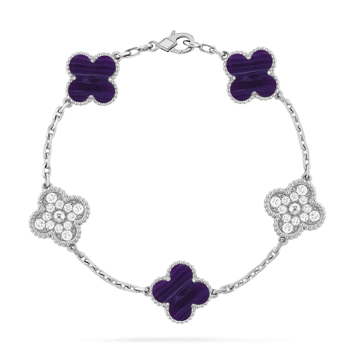 [AuraJewelry]New CLOVER 5 MOTIF PURPLE STRIPES BRACELET COLLECTION