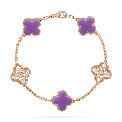 [AuraJewelry]New CLOVER 5 MOTIF LIGHT PURPLE BRACELET COLLECTION