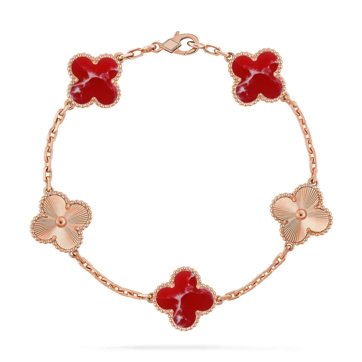 [AuraJewelry]New CLOVER 5 MOTIF RED PATTERN BRACELET COLLECTION