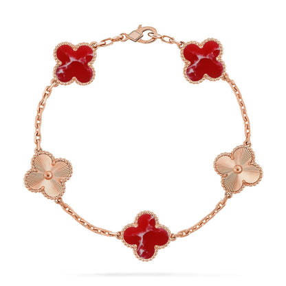 [AuraJewelry]New CLOVER 5 MOTIF RED PATTERN BRACELET COLLECTION