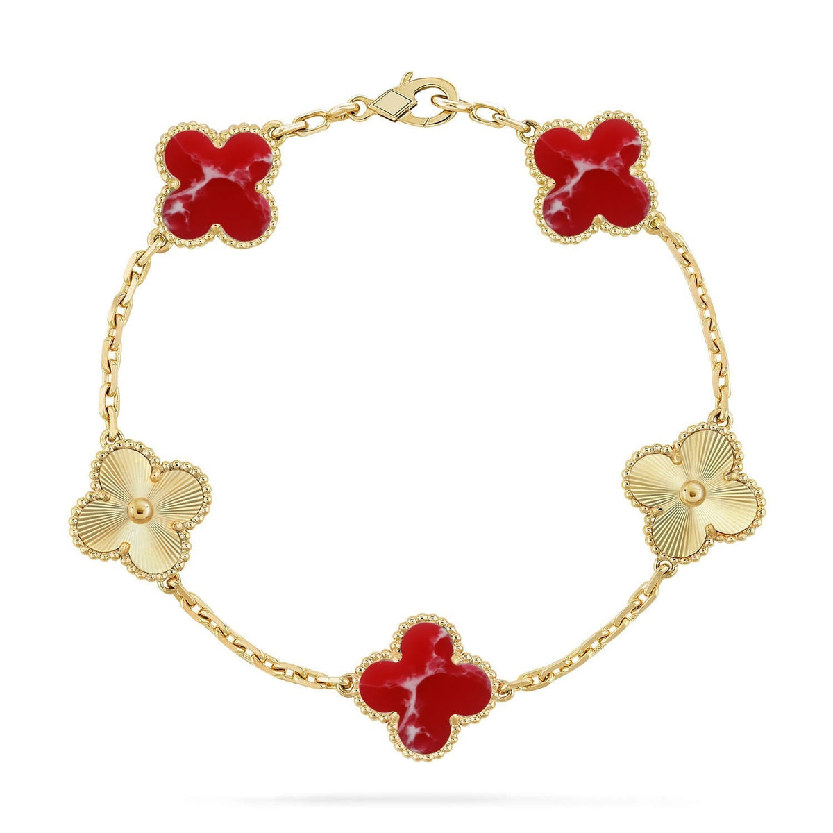 [AuraJewelry]New CLOVER 5 MOTIF RED PATTERN BRACELET COLLECTION