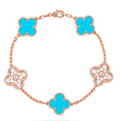 [AuraJewelry]New  CLOVER 5 MOTIF TURQUOISE BRACELET COLLECTION