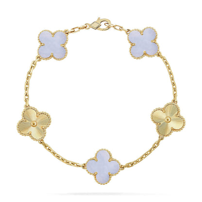 [AuraJewelry]New  CLOVER 5 MOTIF PURPLE CHALCEDONY BRACELET COLLECTION