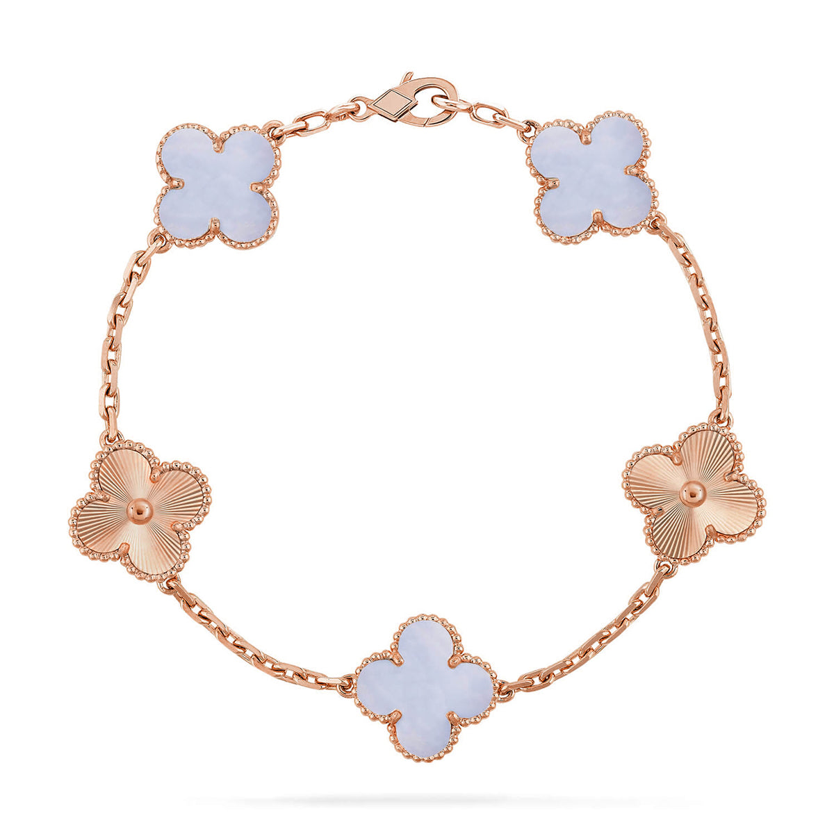 [AuraJewelry]New  CLOVER 5 MOTIF PURPLE CHALCEDONY BRACELET COLLECTION