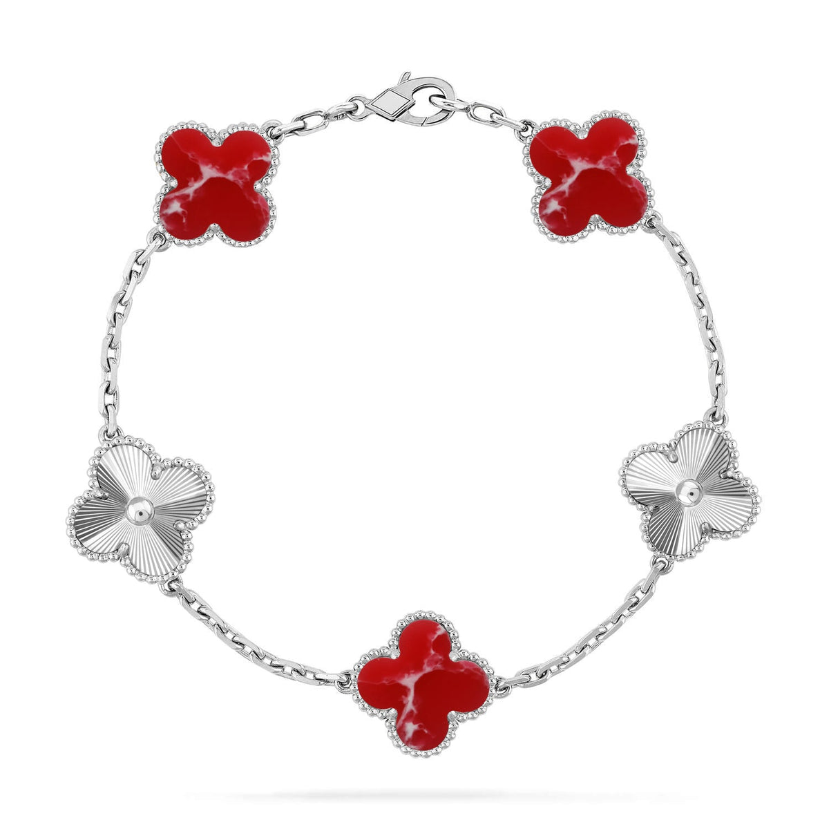 [AuraJewelry]New CLOVER 5 MOTIF RED PATTERN BRACELET COLLECTION