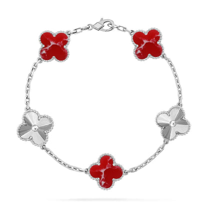 [AuraJewelry]New CLOVER 5 MOTIF RED PATTERN BRACELET COLLECTION