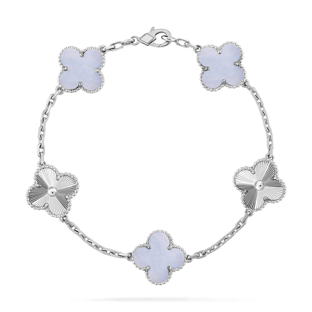 [AuraJewelry]New  CLOVER 5 MOTIF PURPLE CHALCEDONY BRACELET COLLECTION