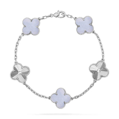 [AuraJewelry]New  CLOVER 5 MOTIF PURPLE CHALCEDONY BRACELET COLLECTION