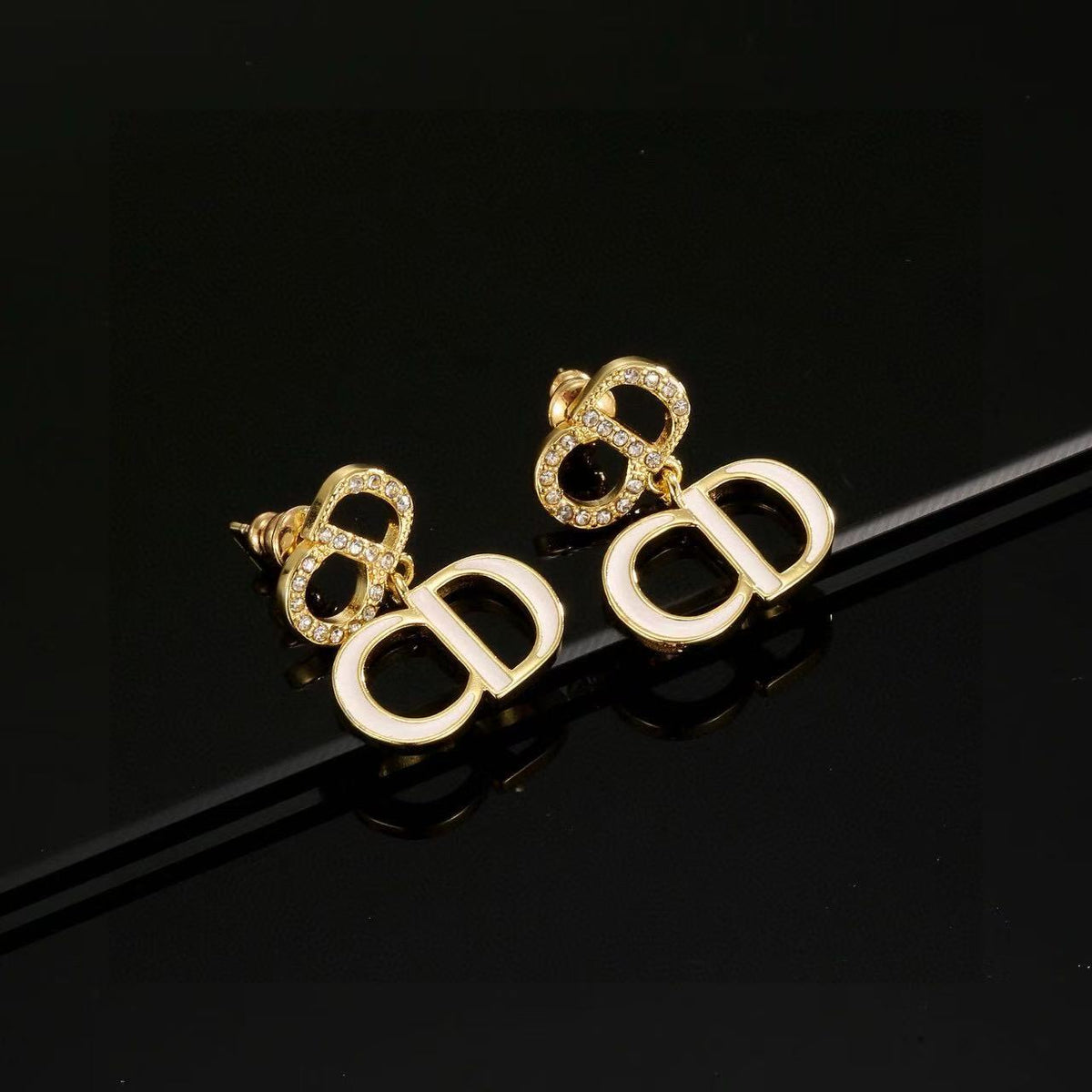[AuraJewelry]Gold CD Letter Stud Earrings