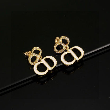 [AuraJewelry]Gold CD Letter Stud Earrings