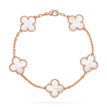 [AuraJewelry]New CLOVER WHITE PEARL MOP 5 MOTIF BRACELET COLLECTION