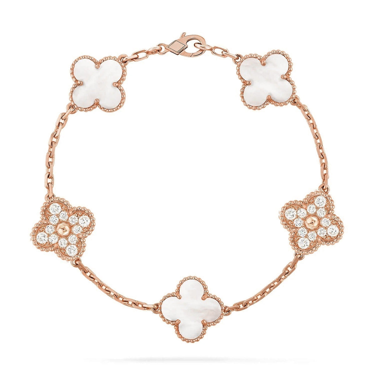[AuraJewelry]New CLOVER WHITE PEARL MOP 5 MOTIF BRACELET COLLECTION