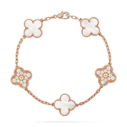 [AuraJewelry]New CLOVER WHITE PEARL MOP 5 MOTIF BRACELET COLLECTION
