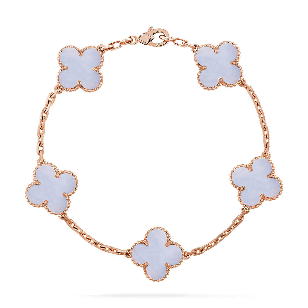 [AuraJewelry]New  CLOVER 5 MOTIF PURPLE CHALCEDONY BRACELET COLLECTION