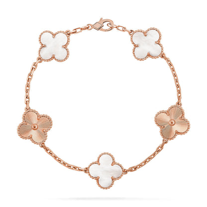 [AuraJewelry]New CLOVER WHITE PEARL MOP 5 MOTIF BRACELET COLLECTION